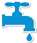 Blue tap icon with a water droplet
